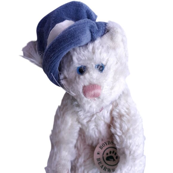Boyds Bearwear Claudine De La Plumtete Plush Teddy Bear W/ Blue Hat & Tag - Picture 2 of 5